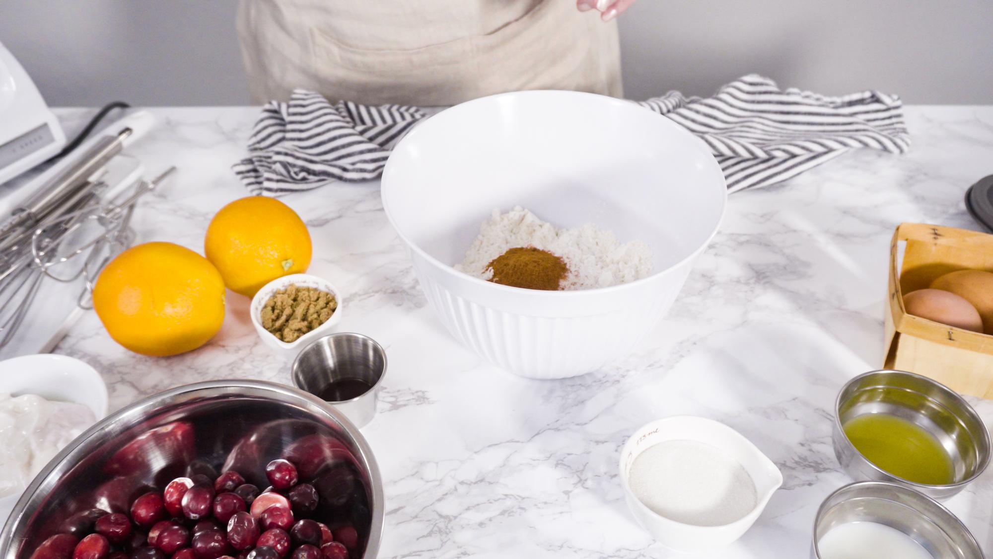 Organized mise en place on a kitchen counter